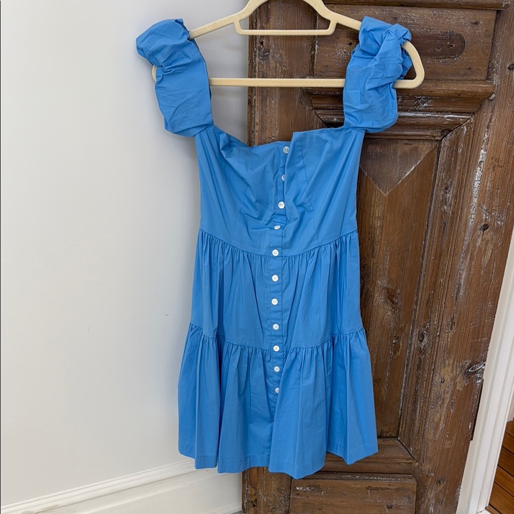Blue Ruffled Strap Dress
